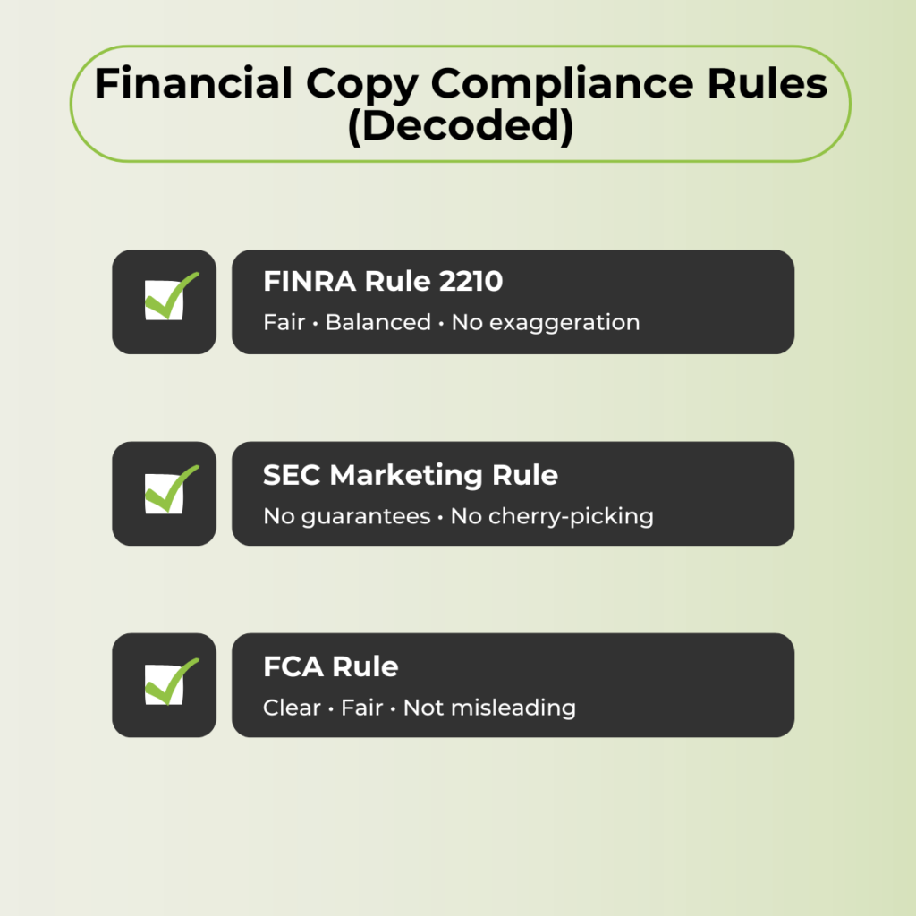 Finance copywriting rules